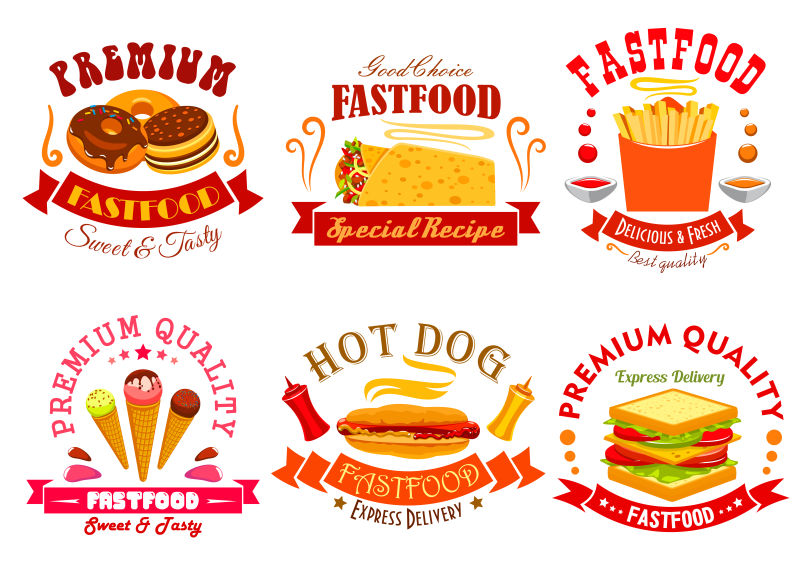 抽象矢量现代快餐的平面标志设计