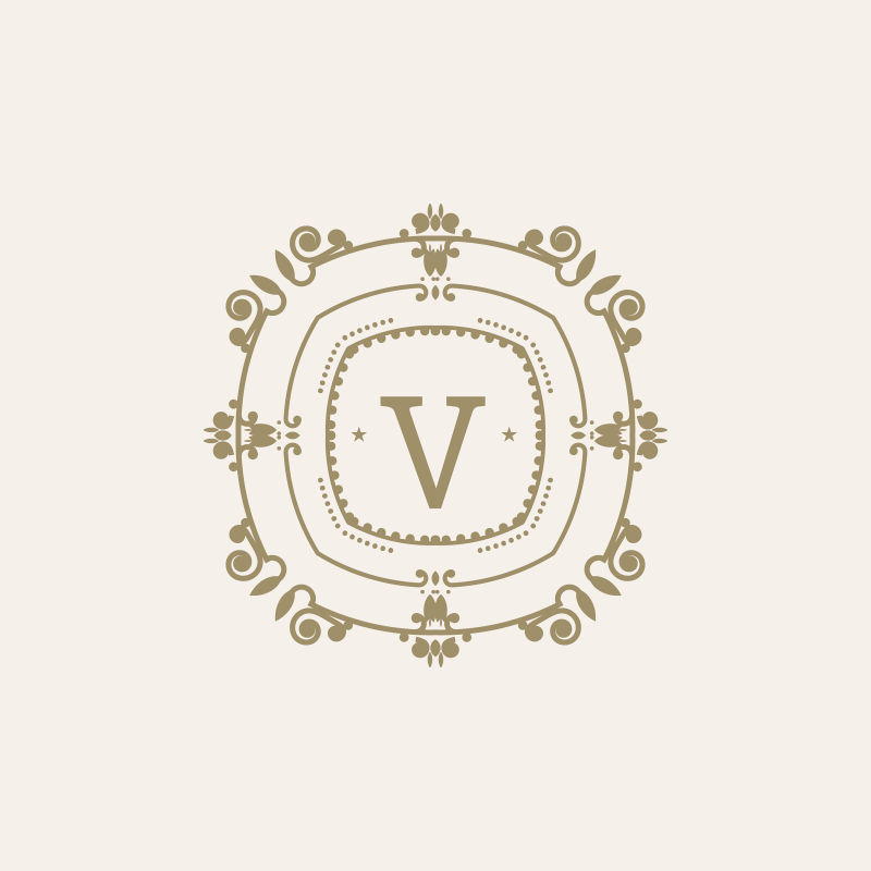 字母V繁荣书法书法符号模板