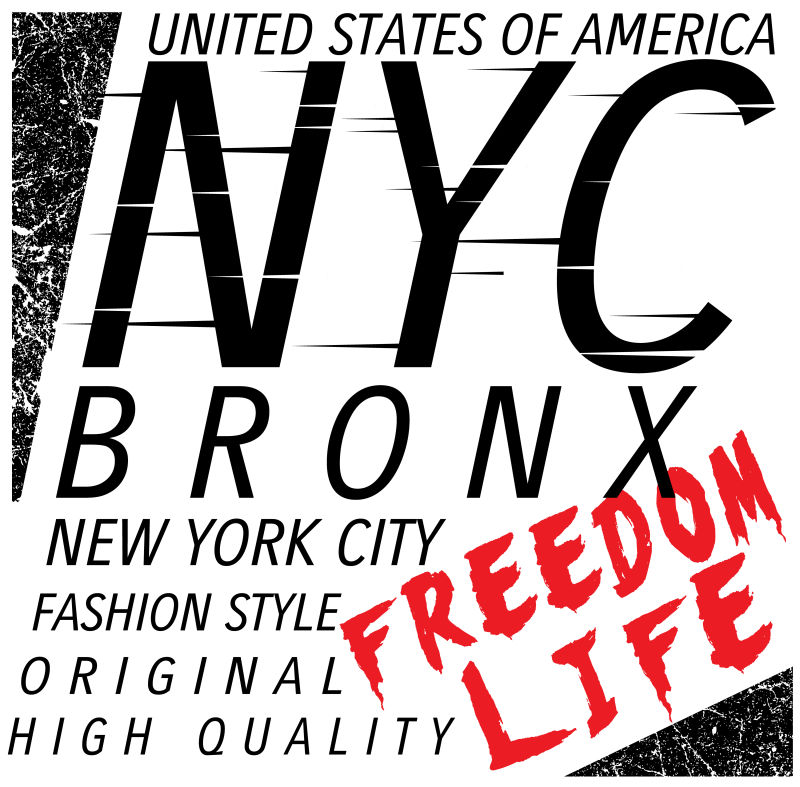 纽约；布朗克斯泥沼背景排版；T恤图形；海报