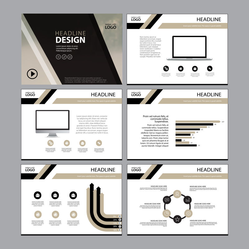 抽象矢量现代商业宣传幻灯片设计