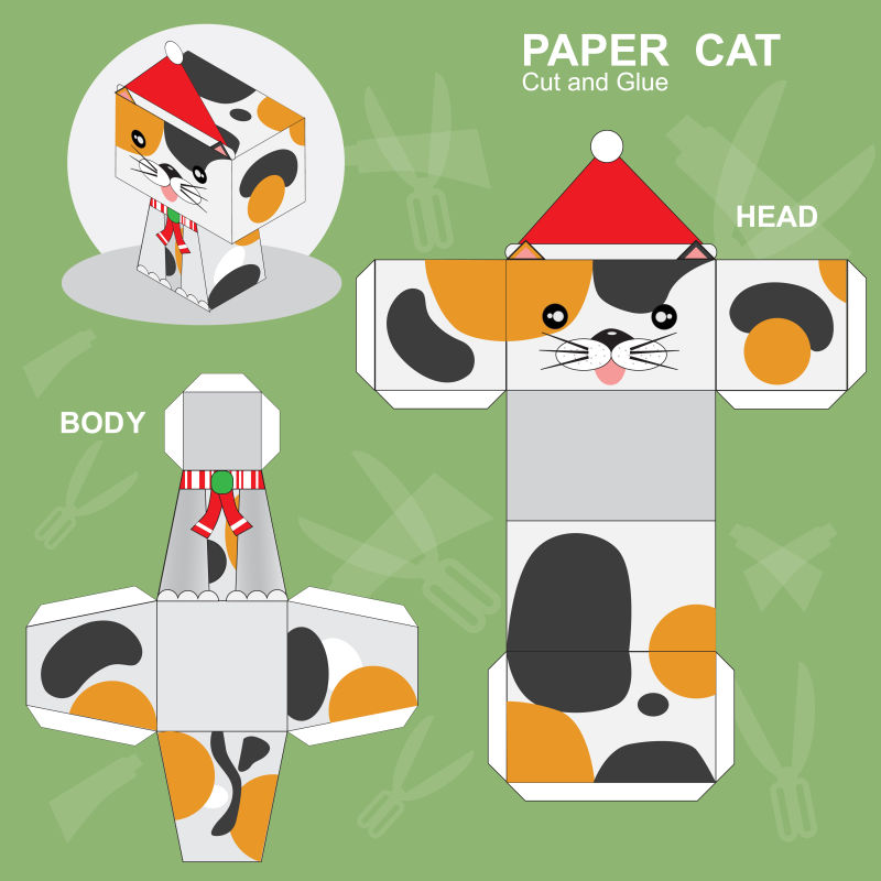 抽象矢量猫咪纸盒设计