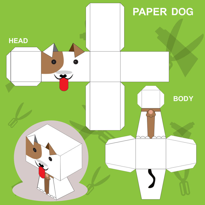 抽象矢量小狗的折纸设计
