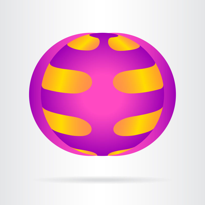 抽象矢量现代球紫色黄色面标志设计