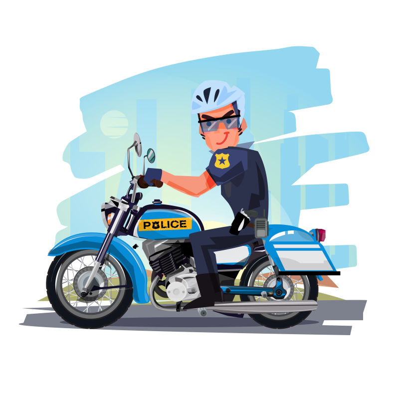 创意矢量骑摩托车的人卡通插图设计