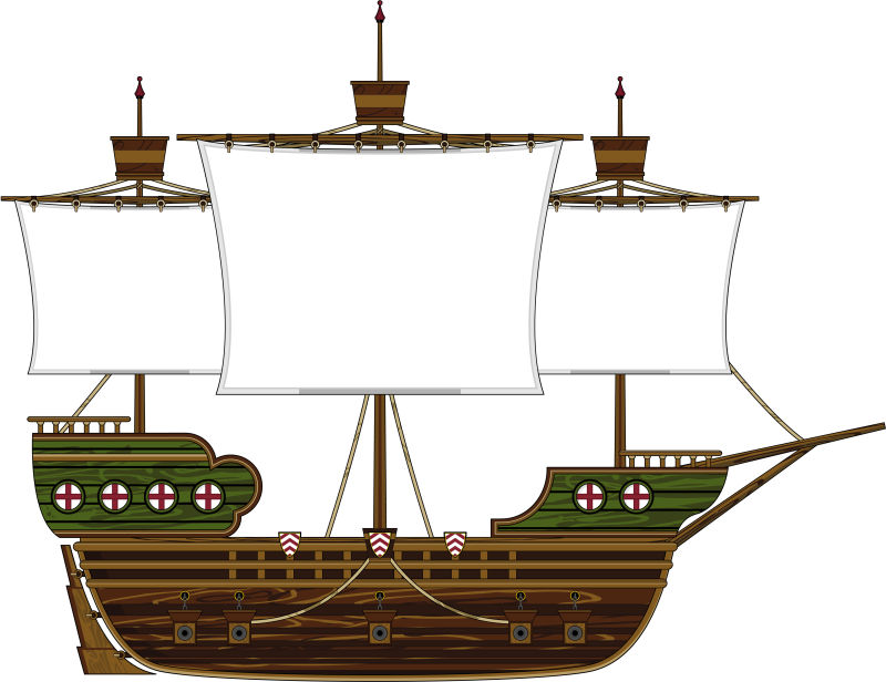 卡通中世纪帆船
