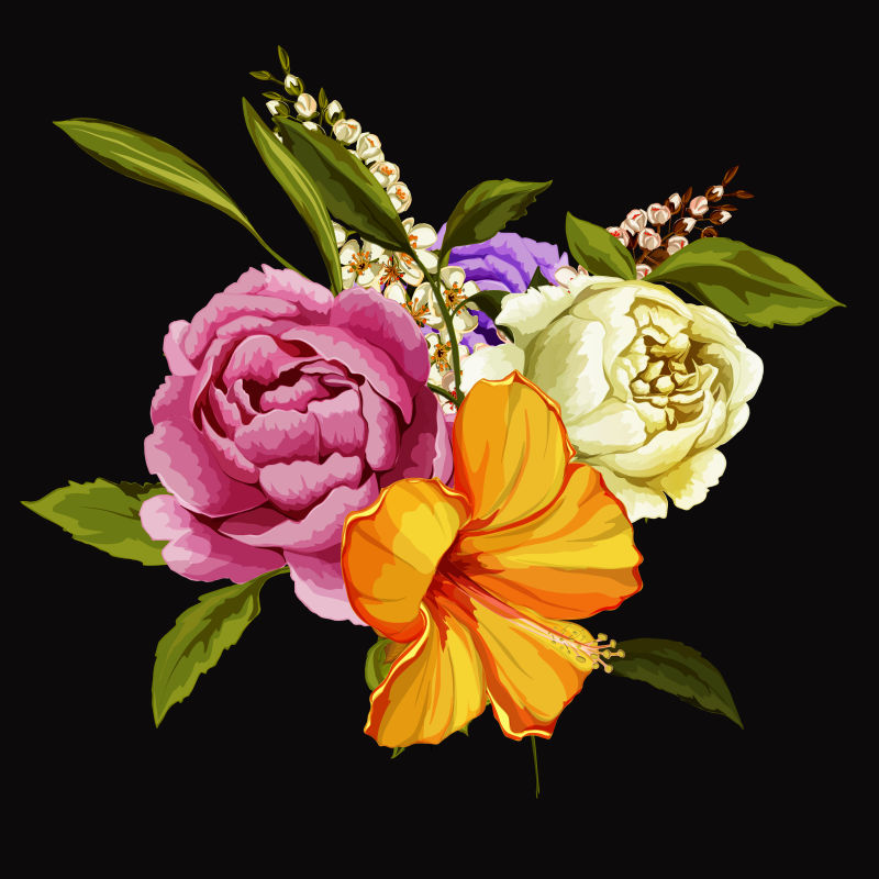 创意矢量美丽花卉元素设计插图
