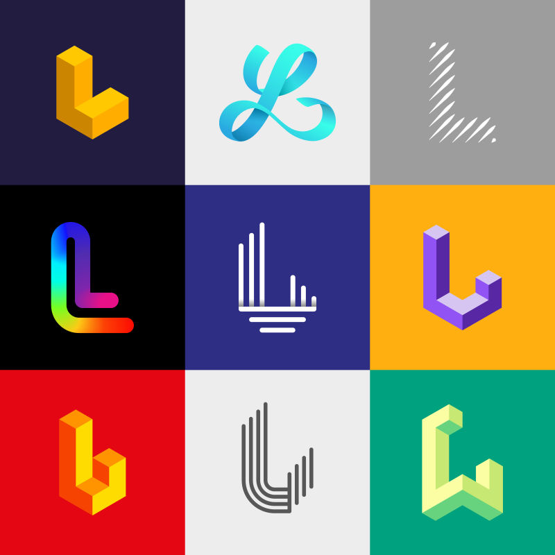 矢量抽象字母logo集