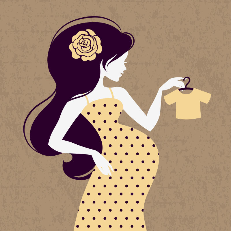 创意矢量美丽的孕妇剪影插图