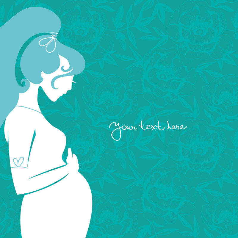 创意矢量孕妇身影元素的背景设计