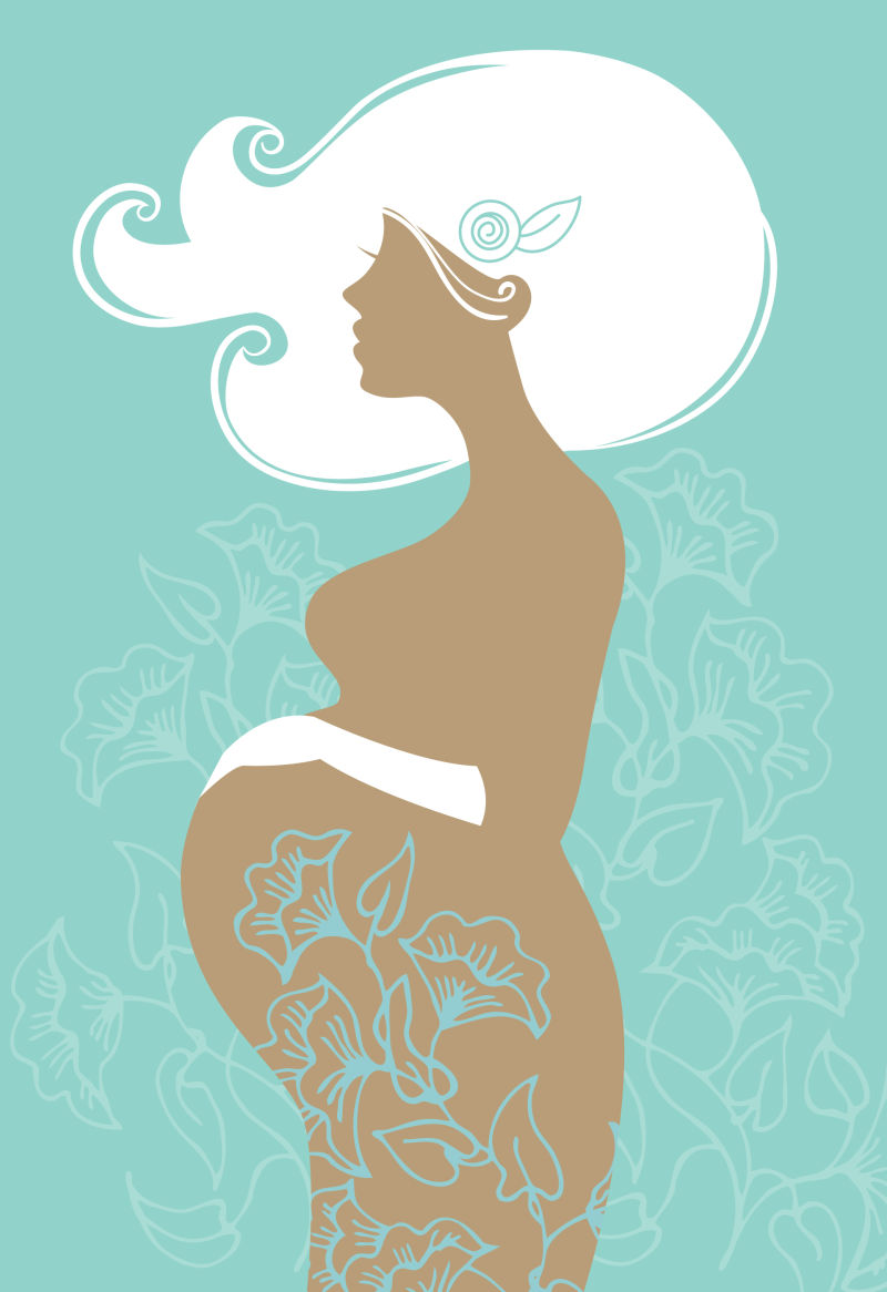 抽象矢量现代花卉装饰的孕妇背景设计