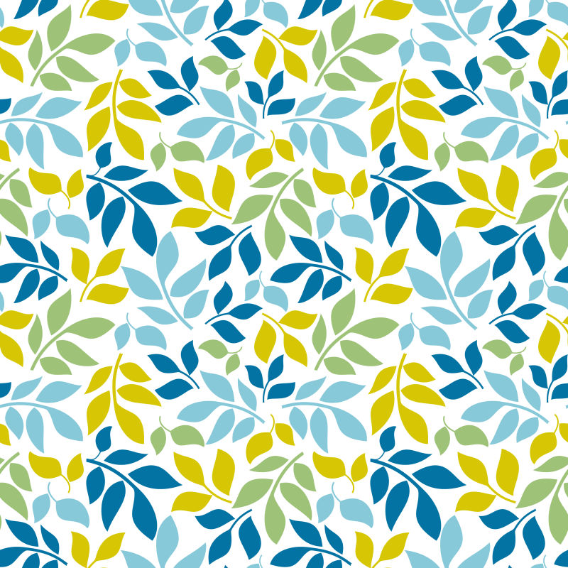 无缝背景与树叶-几何装饰-明亮的夏季图案-用于壁纸包装纸纺织品的印刷
