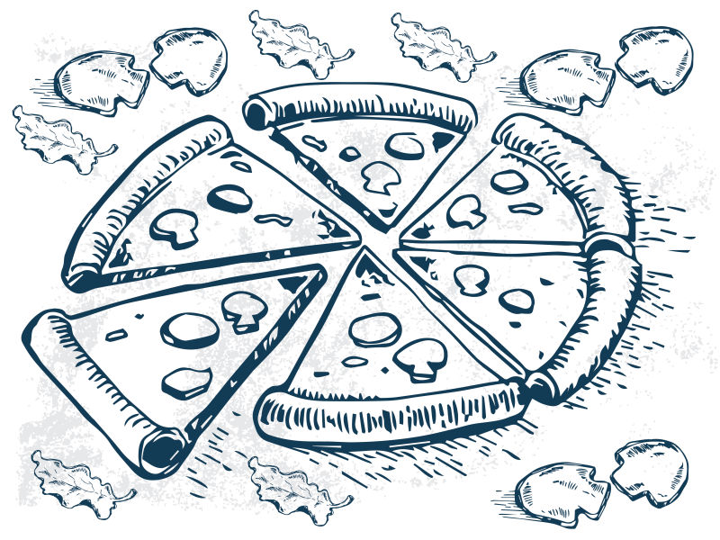 矢量手绘快餐披萨