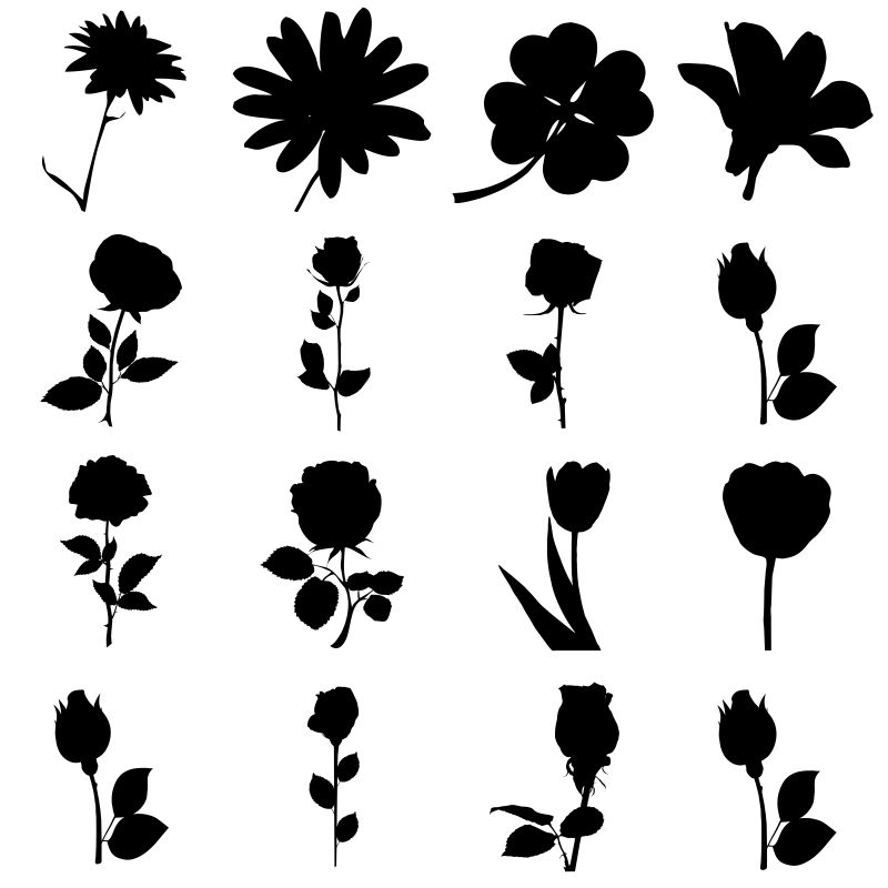 创意矢量花卉元素剪影设计