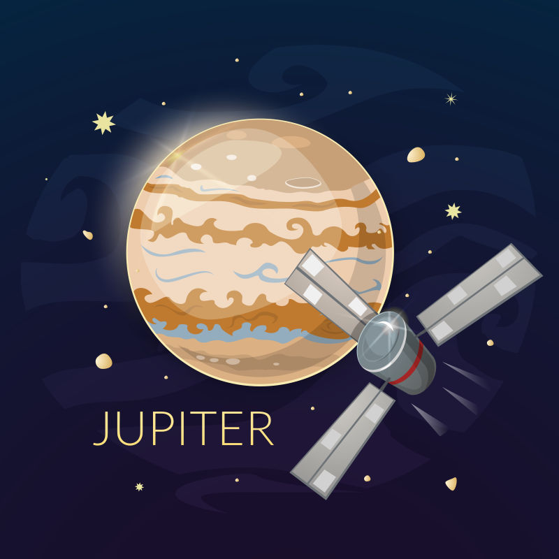 抽象矢量木星和飞船插图