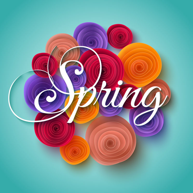 抽象矢量彩色纸花元素的春季背景