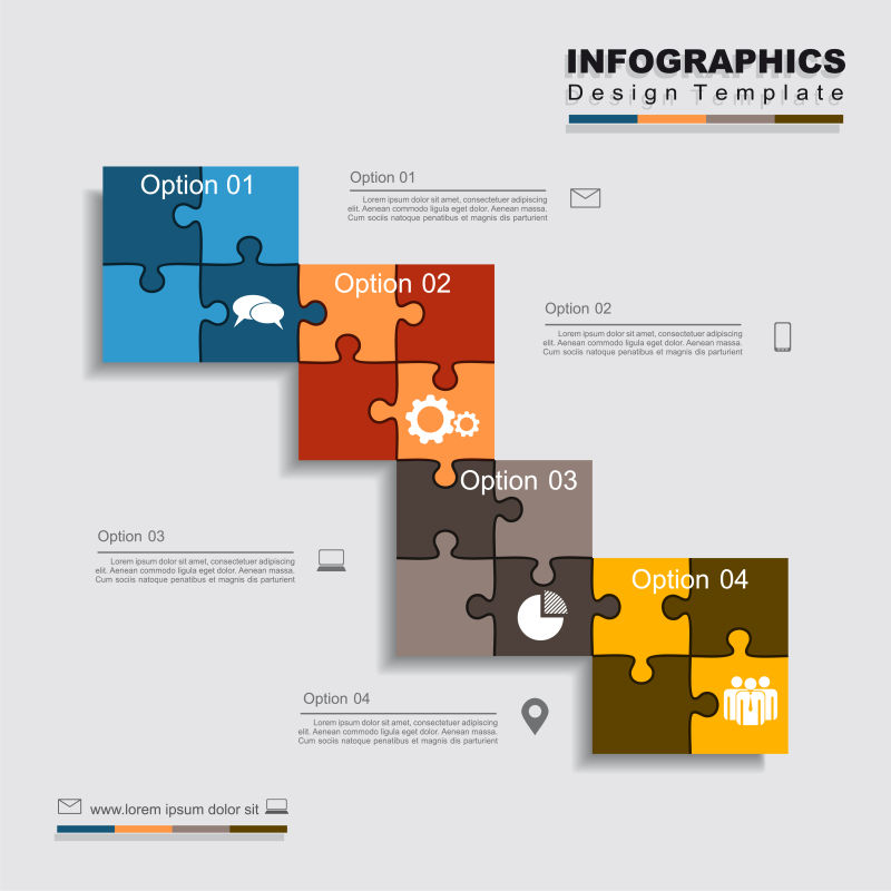 抽象矢量现代拼图风格的信息图表设计