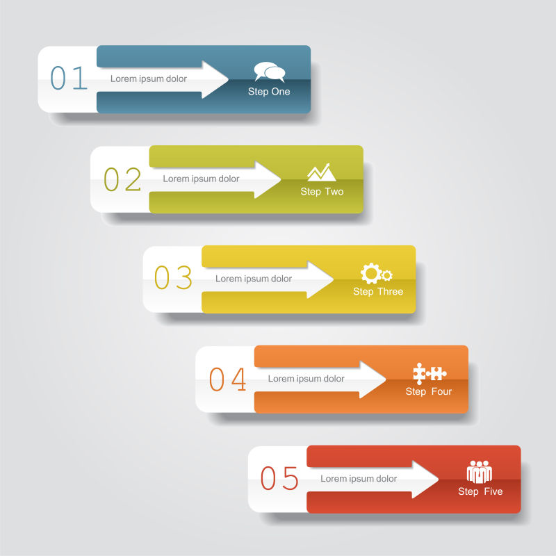 抽象矢量彩色步骤形信息图表设计