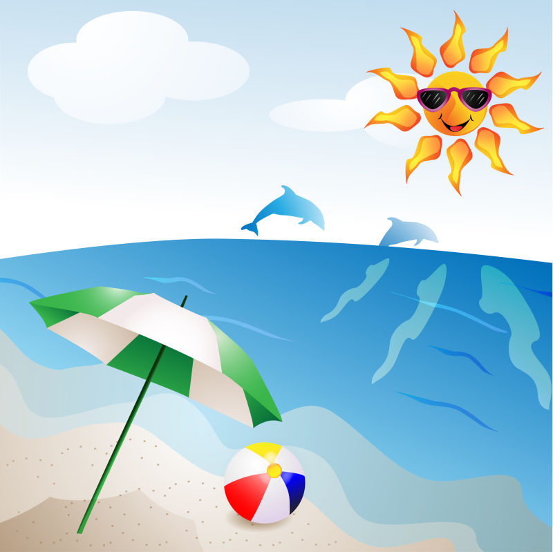 抽象矢量现代度假海滩主题插图设计