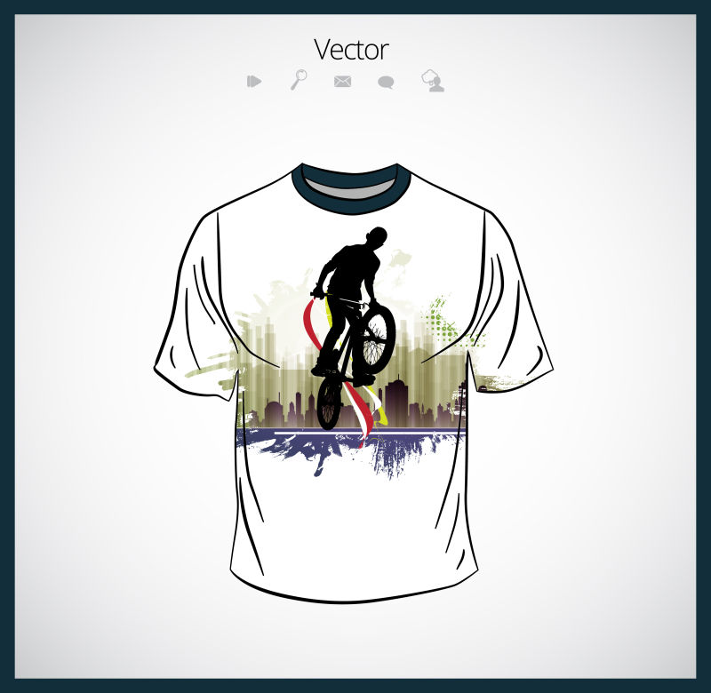 创意矢量自行车元素的T恤设计
