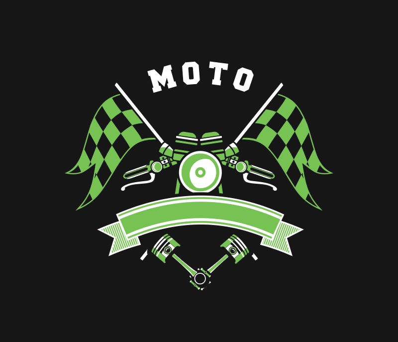 创意矢量绿色摩托车图标设计