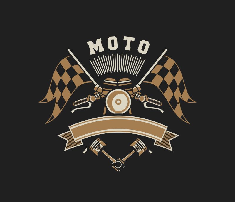 抽象矢量现代摩托车元素标志设计