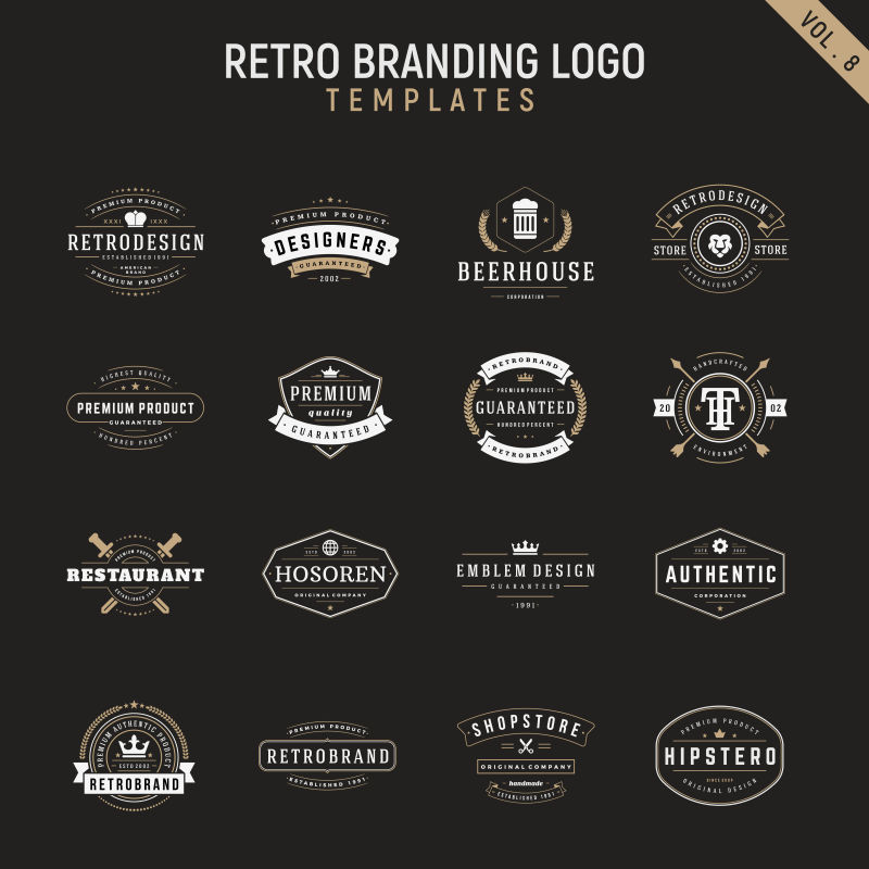 抽象矢量复古老式品牌标志设计