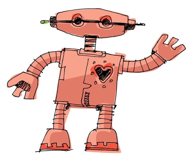矢量手绘的奇怪的机器人
