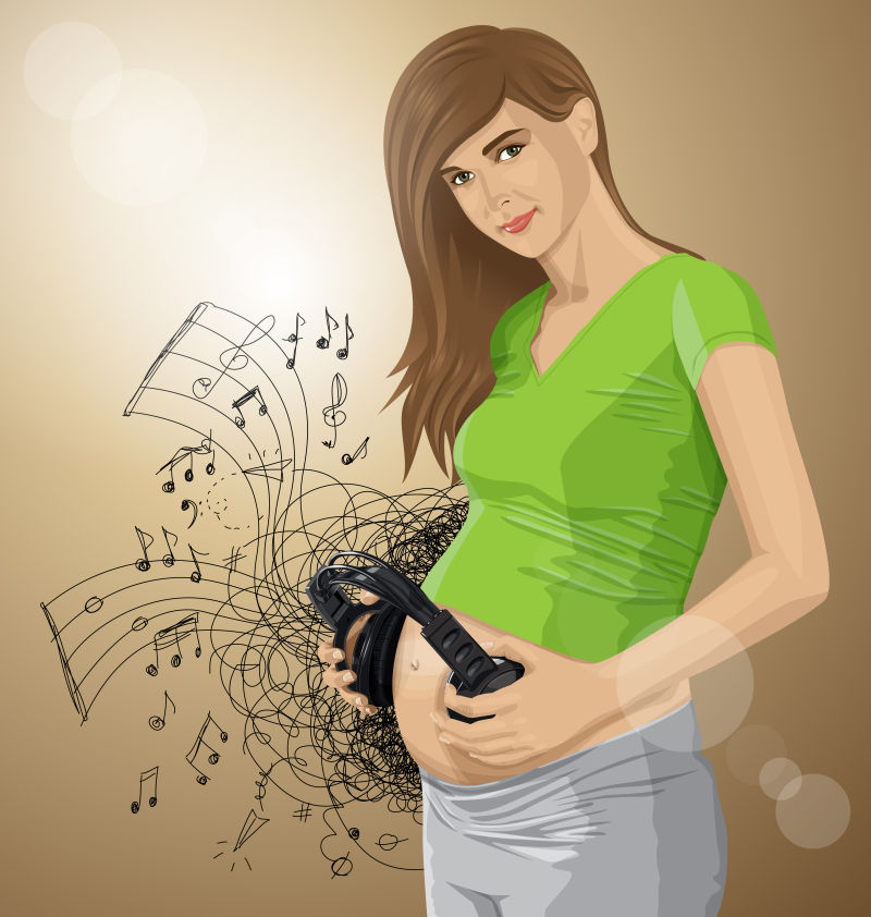 创意矢量孕妇的平面插图