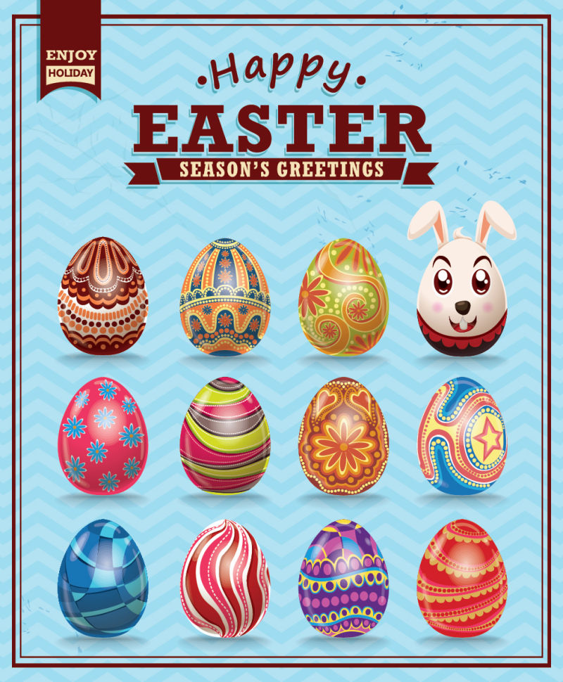 创意矢量彩色庆祝复活节的彩蛋设计元素