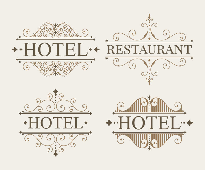 抽象矢量复古酒店装饰标志设计