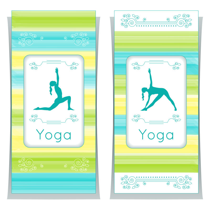 绿色瑜伽卡片矢量设计