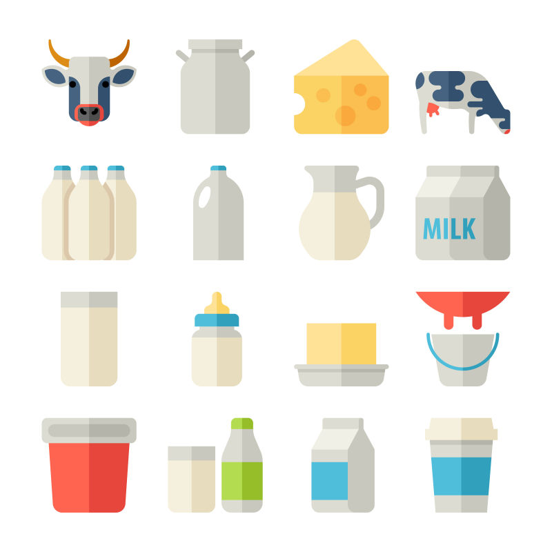 抽象矢量牛奶主题的图标设计