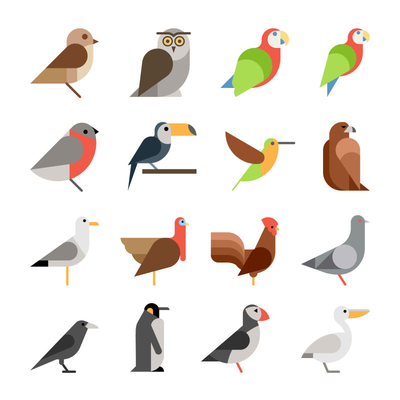 创意矢量鸟类图标设计