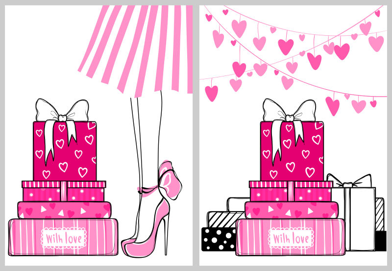 创意矢量粉色主题的女性贺卡设计