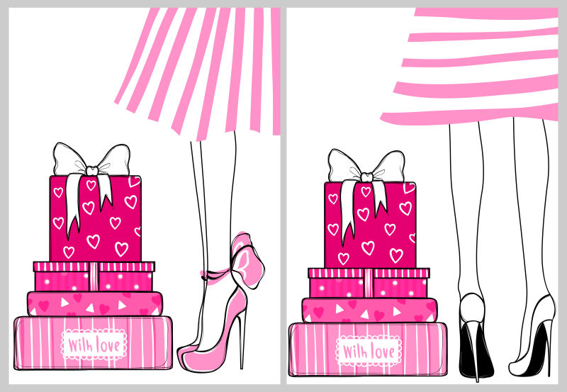 创意粉色主题的矢量女性贺卡设计