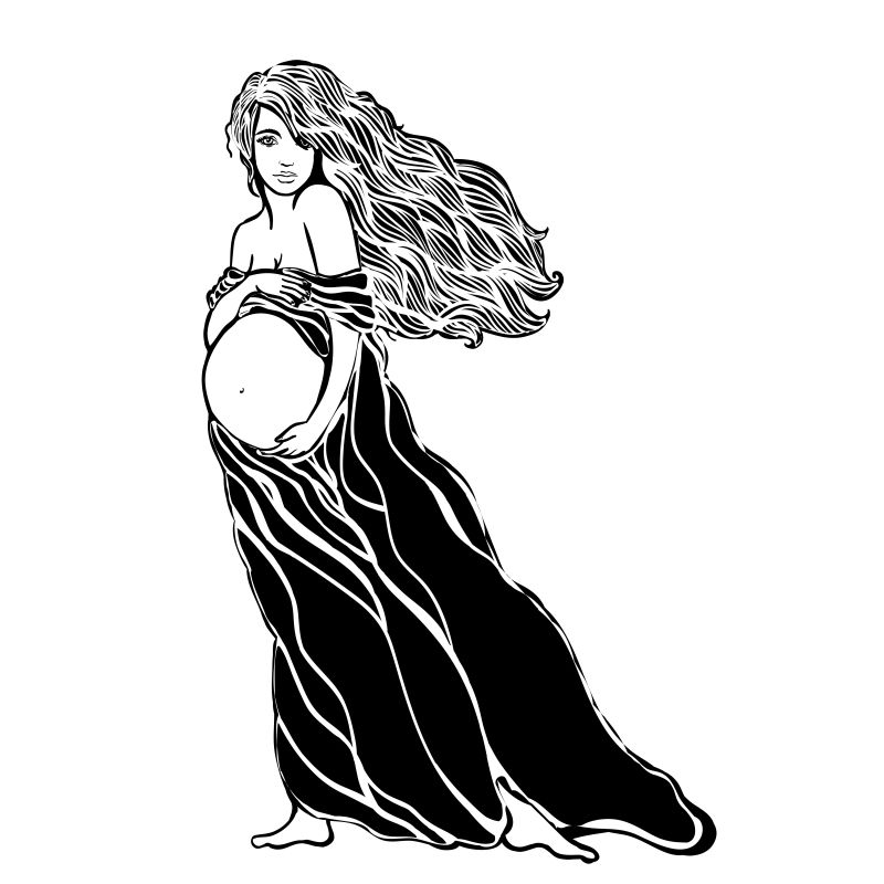 创意矢量手绘孕妇插图