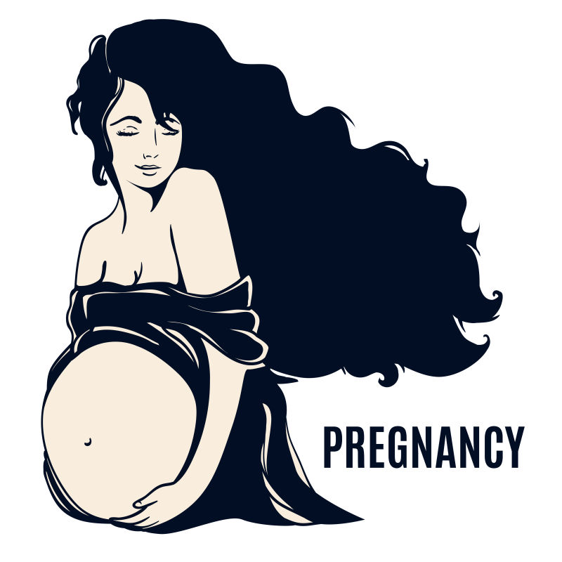 创意矢量手绘风格的孕妇插图
