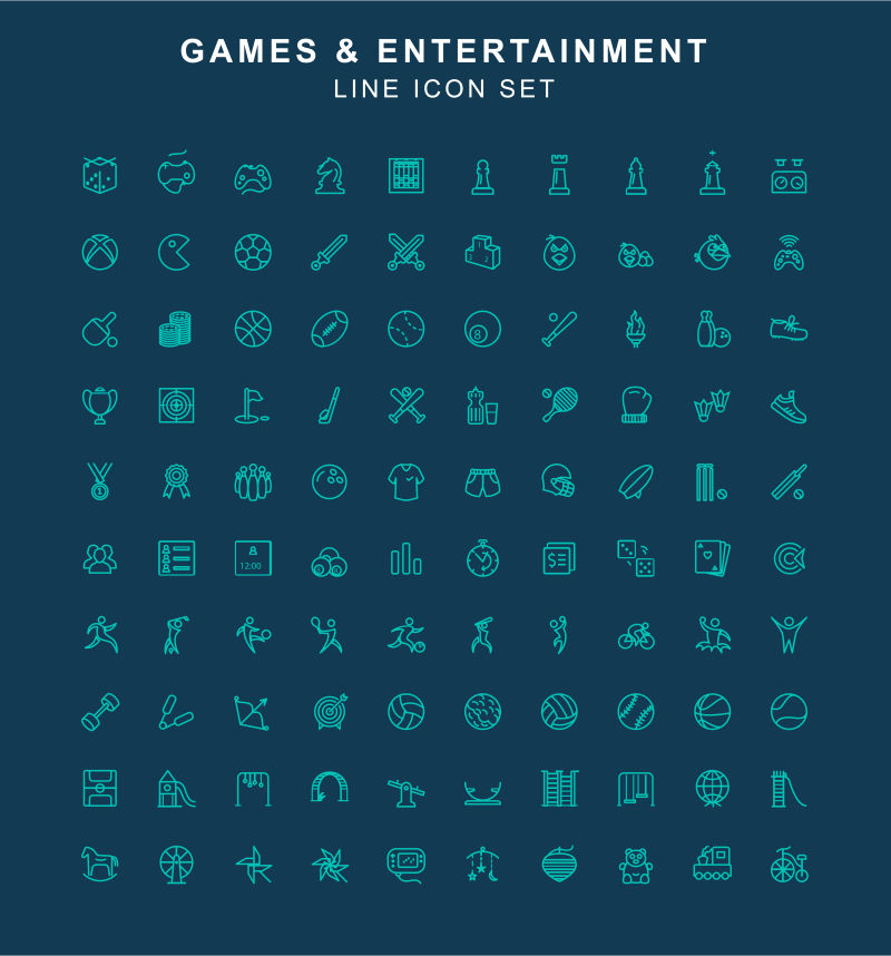 矢量游戏娱乐概念图标设计