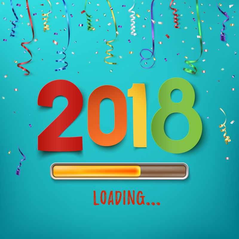 创意矢量彩色纸风格的2018新年背景