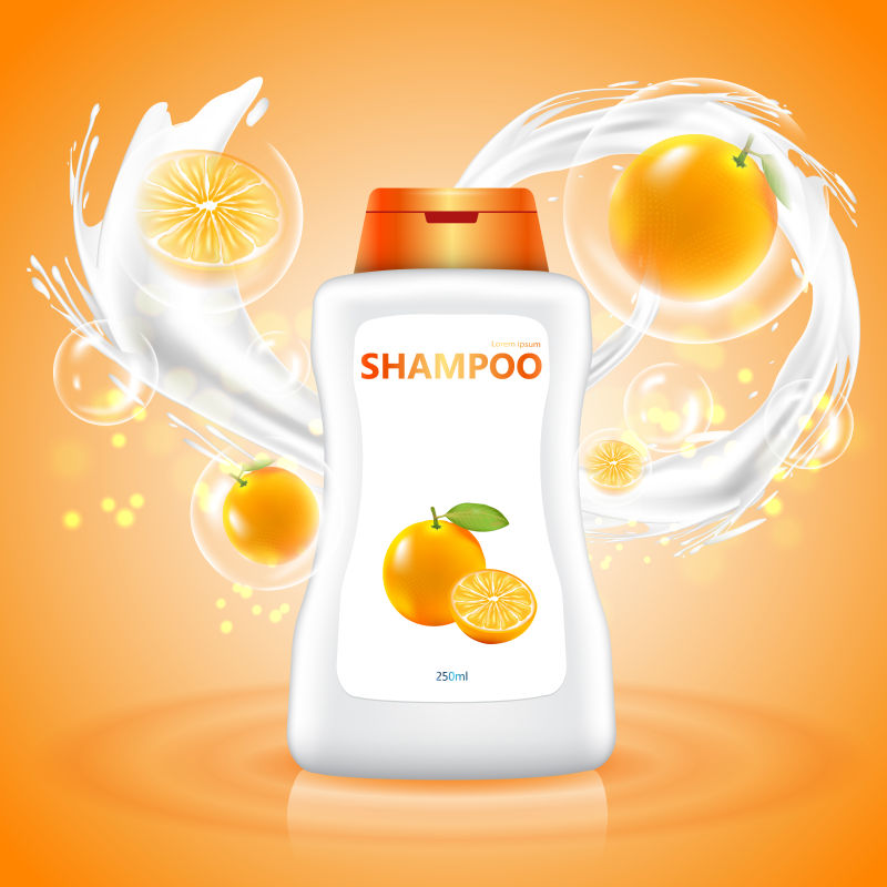 创意矢量橘子味的洗发水海报设计