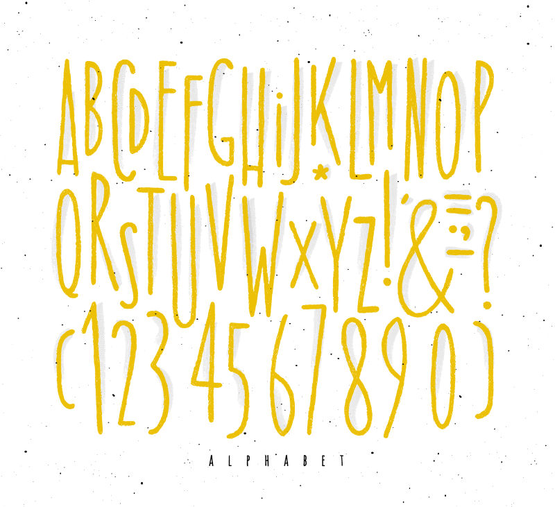 抽象矢量黄色手写字体设计