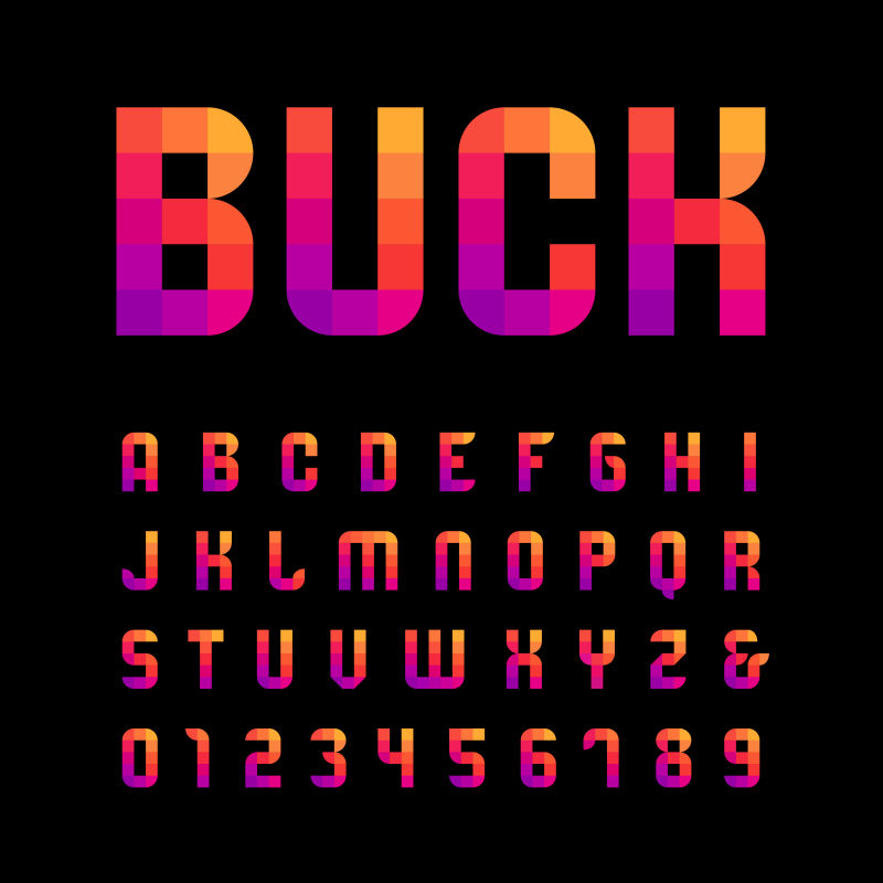 创意矢量彩色方格元素的字体设计