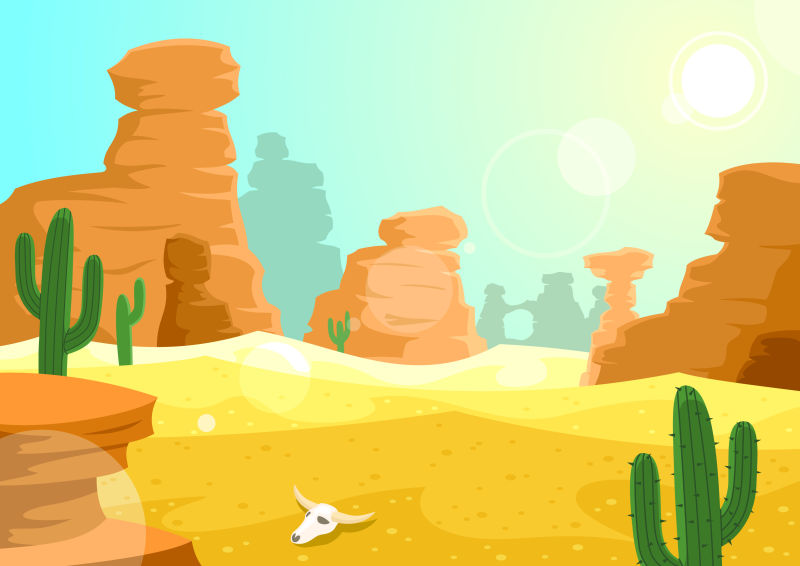 矢量阳光下的沙漠