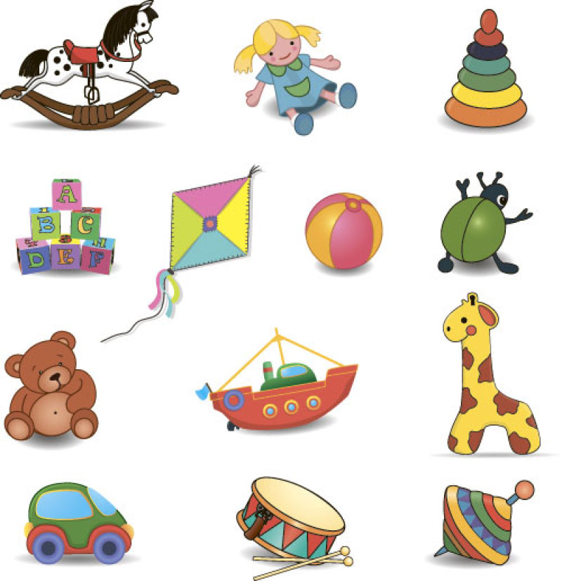 创意矢量儿童玩具的平面插图设计