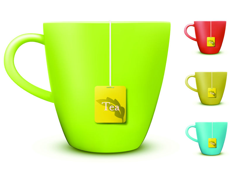 抽象矢量茶杯元素插图