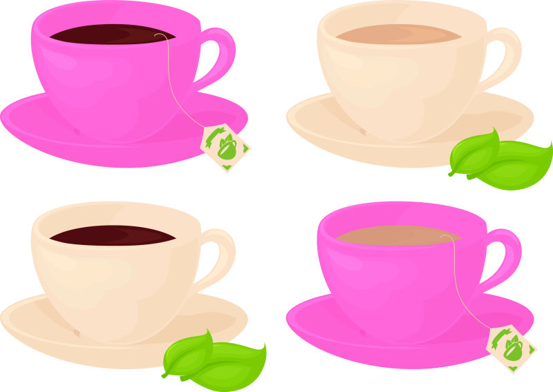 抽象矢量茶具元素插图