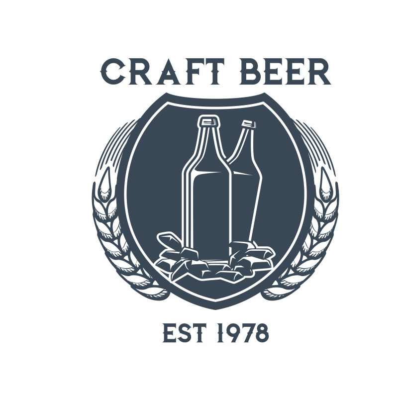创意矢量啤酒复古平面标签设计