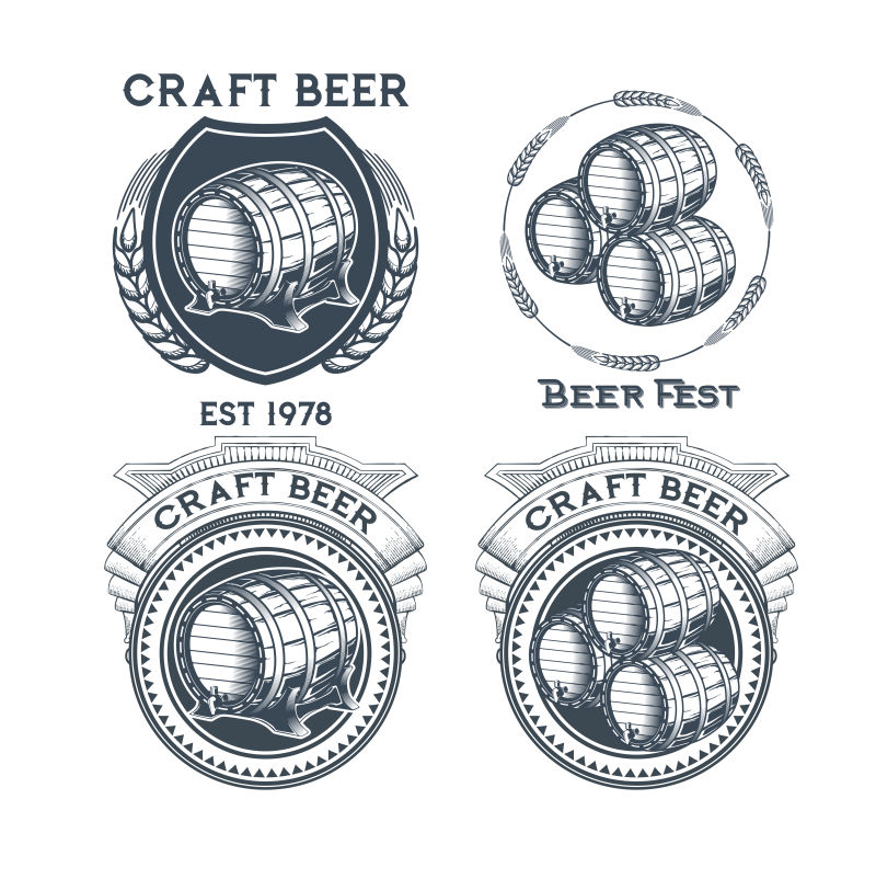 创意矢量经典的复古啤酒标签设计