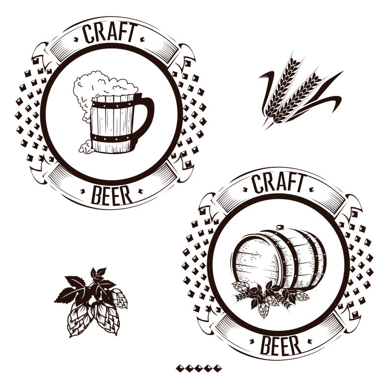 抽象矢量复古老式啤酒标签设计