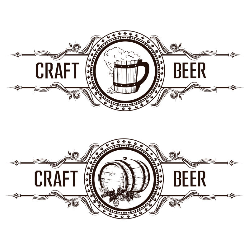创意矢量现代啤酒装饰标签设计
